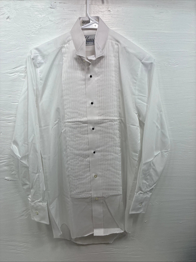 New Classix White Long Sleeve Button Up English Shirt 13-13.5 XS X-92