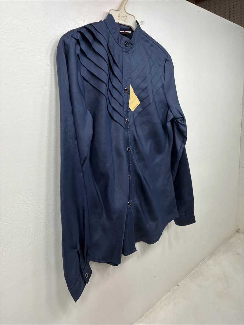 New Women’s H Bar C Blue Long Sleeve Pearl Snap English Shirt Size 30 TT-123