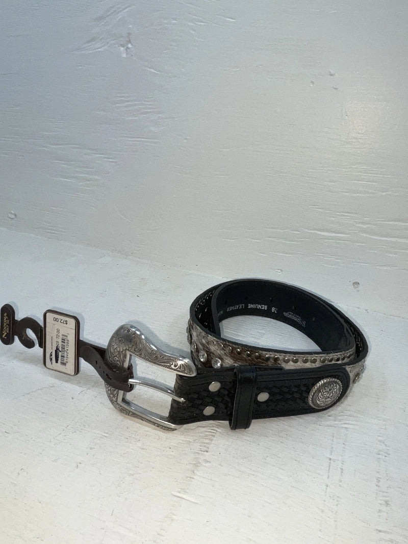New Black Genuine Leather Nocona Bling And Tooled 28” Belt #N2463401 NN-32