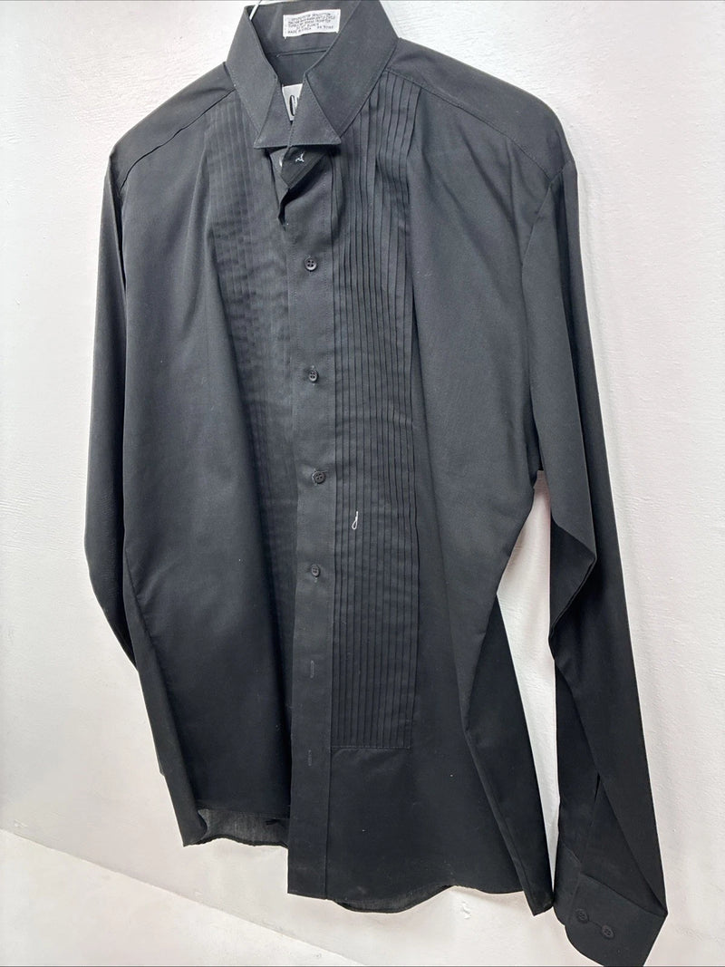 New Chaplin Black Long Sleeve Bottom Up English Shirt Small DD-139