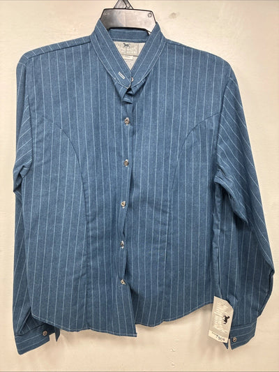 New Women’s Cowboy Threads Blue Stripe Long Sleeve Button Up Size Small KK-57