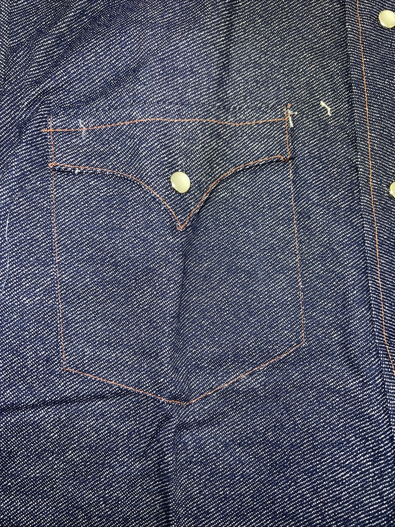 New Men’s Denim Karman Western Wear Pearl Snap Shirt. 15 X 33 Medium A-170