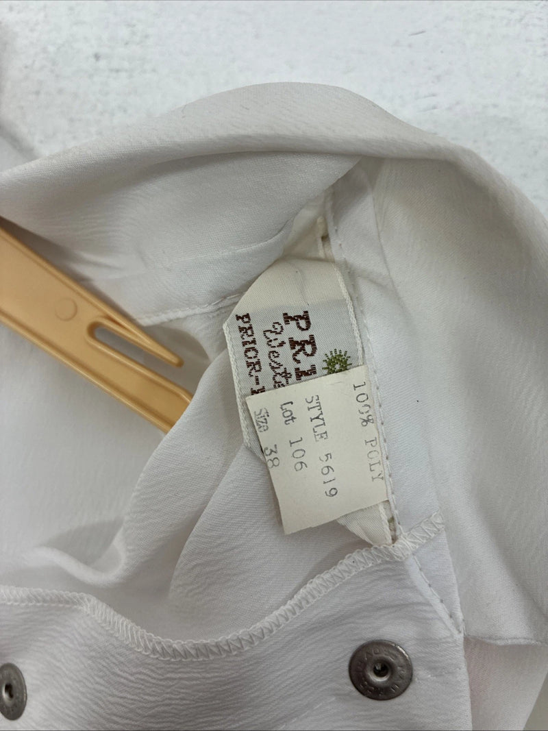 New Women’s Prior White Long Sleeve Pearl Snap English Shirt 38 KK-64
