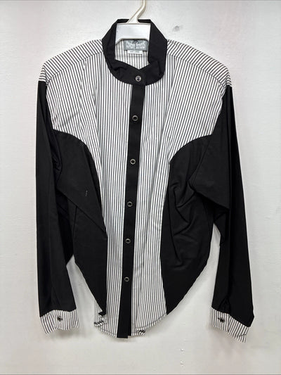 New Women’s Cowboy Threads Black White Long Sleeve Button Up Large TT-10