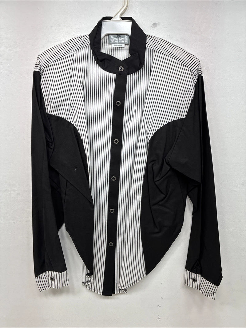 New Women’s Cowboy Threads Black White Long Sleeve Button Up Large TT-10