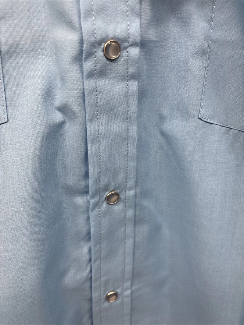 New Men’s ELY Cattleman Blue Short Sleeve Pearl Snap 16 Large AA-107