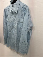 New Men’s Dickson Jenkins Blue Floral Long Sleeve Pearl Snap 17.5 XL AA-6
