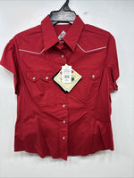 New Women’s Cumberland Red Short Sleeve Pearl Snap Medium MM-87