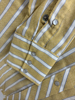 New Men’s Fenton Yellow White Stripe Long Sleeve Pearl Snap 16 Large X-110