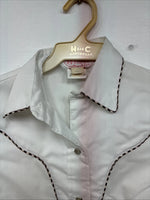 New Women’s H Bar C White Designed Short Sleeve Pearl Snap Size 30 DD-140