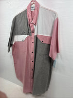 New Men’s Cowboy Threads Pink Gray Short Sleeve Button Up Large CC-39