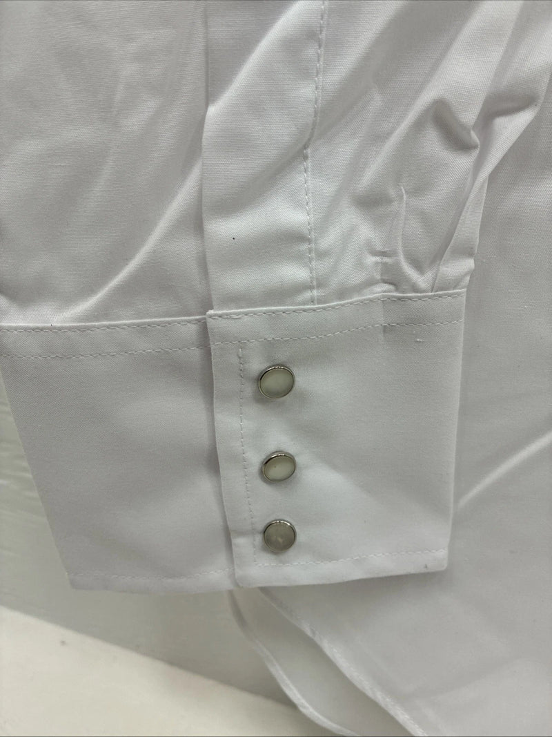 New Men’s ELY Cattleman White Long Sleeve Pearl Snap 18.5 X 36 2XL R-23