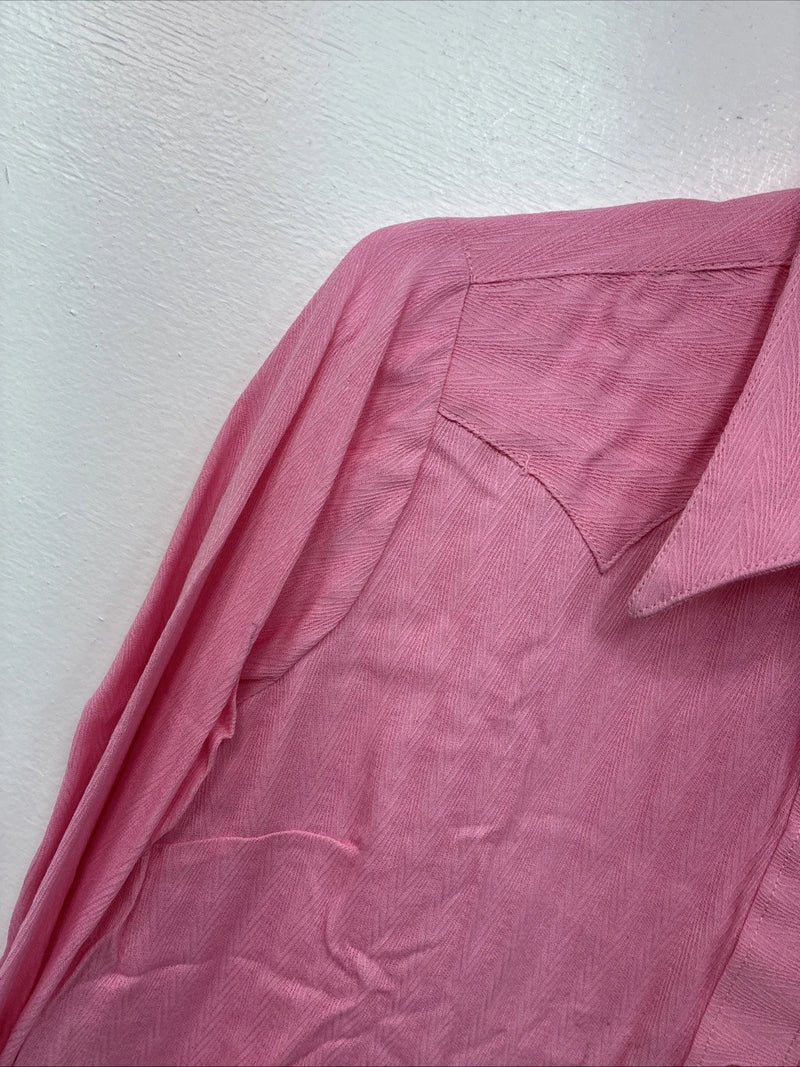 New Women’s Rockmount Pink Long Sleeve Pearl Snap Size 34 LL-90