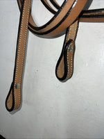 New Leather Silver Royal Beaded Diamond Browband Headstall W Split Reins U-35