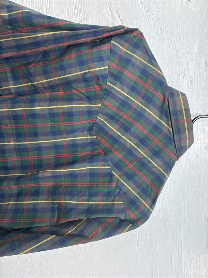 New Men’s ELY Plains Green Multicolor Plaid Long Sleeve Pearl Snap Medium M-63