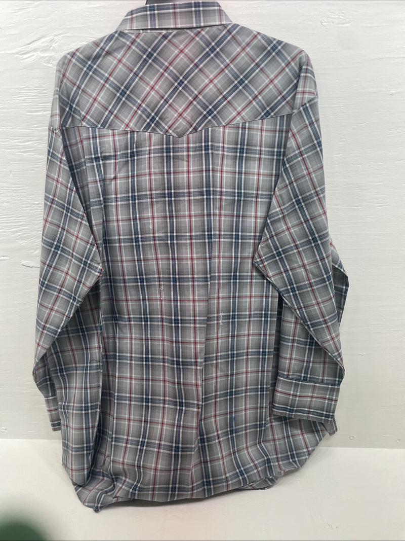 New Men’s ELY Cattleman Blue Gray Long Sleeve Pearl Snap 3XL E-35 