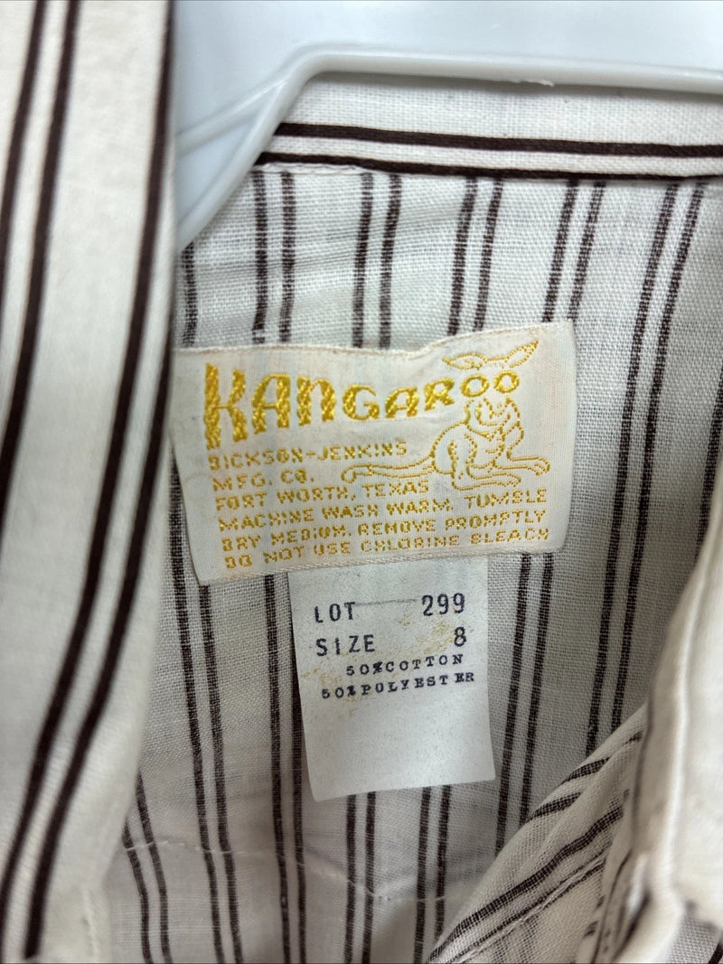 New Kids Kangaroo Brown Stripe long Sleeve Pearl Snap Size 8 DD-136