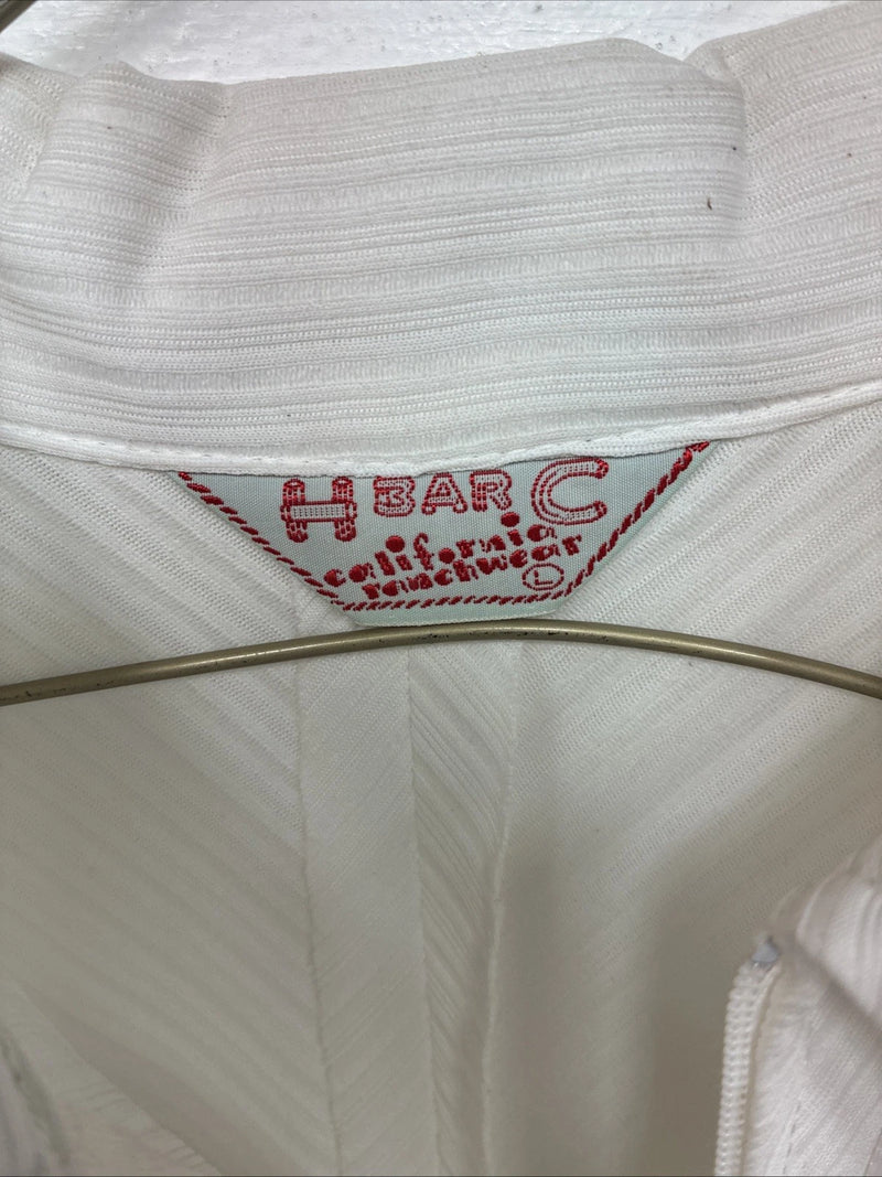 New Women’s H Bar C White Stripe Long Sleeev Half Zip Size Large TT-91