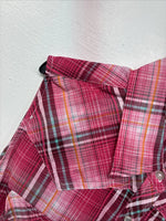 New Women’s Cumberland Pink Plaid Short Sleeve Pearl Snap Medium LL-48