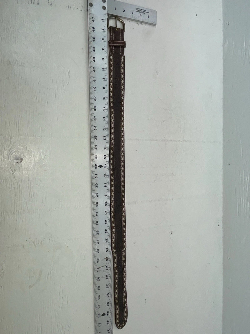 New Brown Genuine Leather Wright Tooled 28” Belt #10160 NN-2
