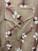 New Men’s ELY Plains Tan Red Floral Long Sleeve Pearl Snap 15.5 Medium X-109