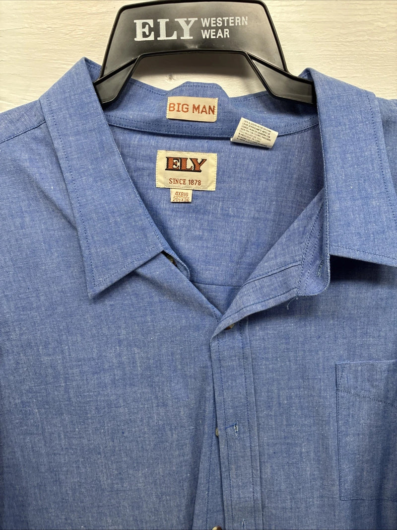 New Men’s ELY Blue Jean Color Long Sleeve Button Up 20.5 X 36 4XL E-50