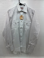 New Men’s H Bar C White Stripe Long Sleeve Pearl Snap 15 Medium J-46