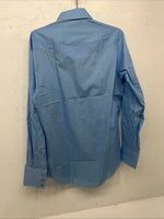 New Men’s Blue Champion Pearl Snap Western Long Shirt. 15.5 X 34 Medium A-177