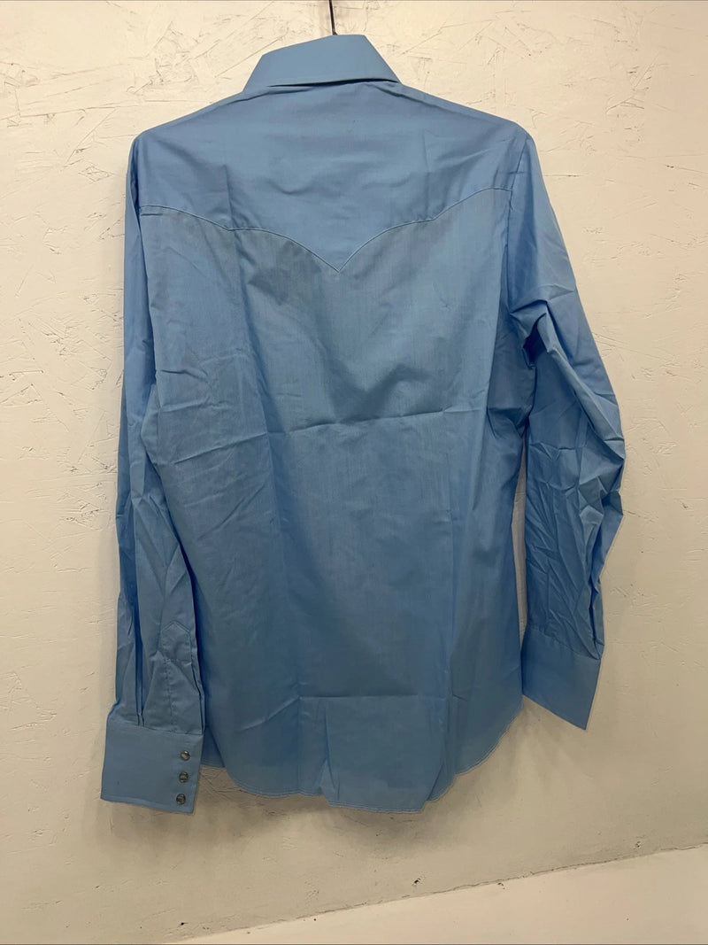 New Men’s Blue Champion Pearl Snap Western Long Shirt. 15.5 X 34 Medium A-177