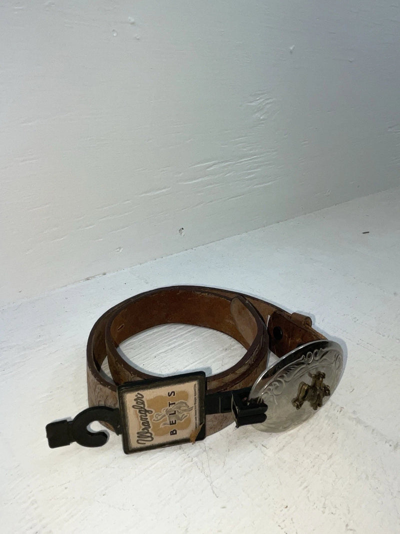 New Brown Genuine Leather Wrangler Tooled 24” Belt #5441 NN-16