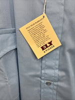 New Men’s ELY Cattleman Blue Short Sleeve Pearl Snap 18.5 X 35 2XL CC-12