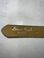 New Black Silver Blazin Roxx Genuine Leather Belt Large #N3518201 W-17