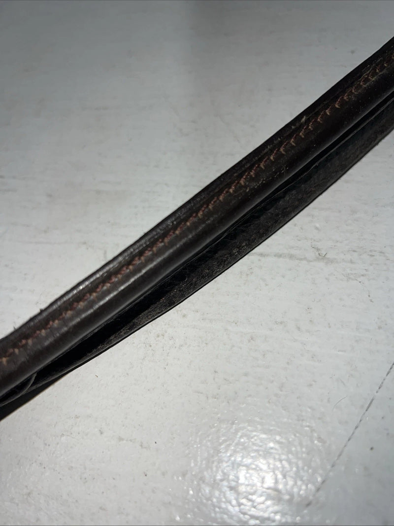 New Silver Fox Brown Genuine Leather Red Braided English 60” Reins #20-8578 Y-22