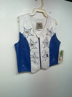New Kids Blue White And Stars 1849 Cut Off Zip Up Vest S #77872 3B-66