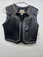 New Women’s 1848 RanchWear Black Rhinestone Sleeveless Vest Zip Up Large YY-37