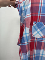 New Women’s Cumberland Red Blue Plaid Short Sleeve Button Up 2XL GG-22