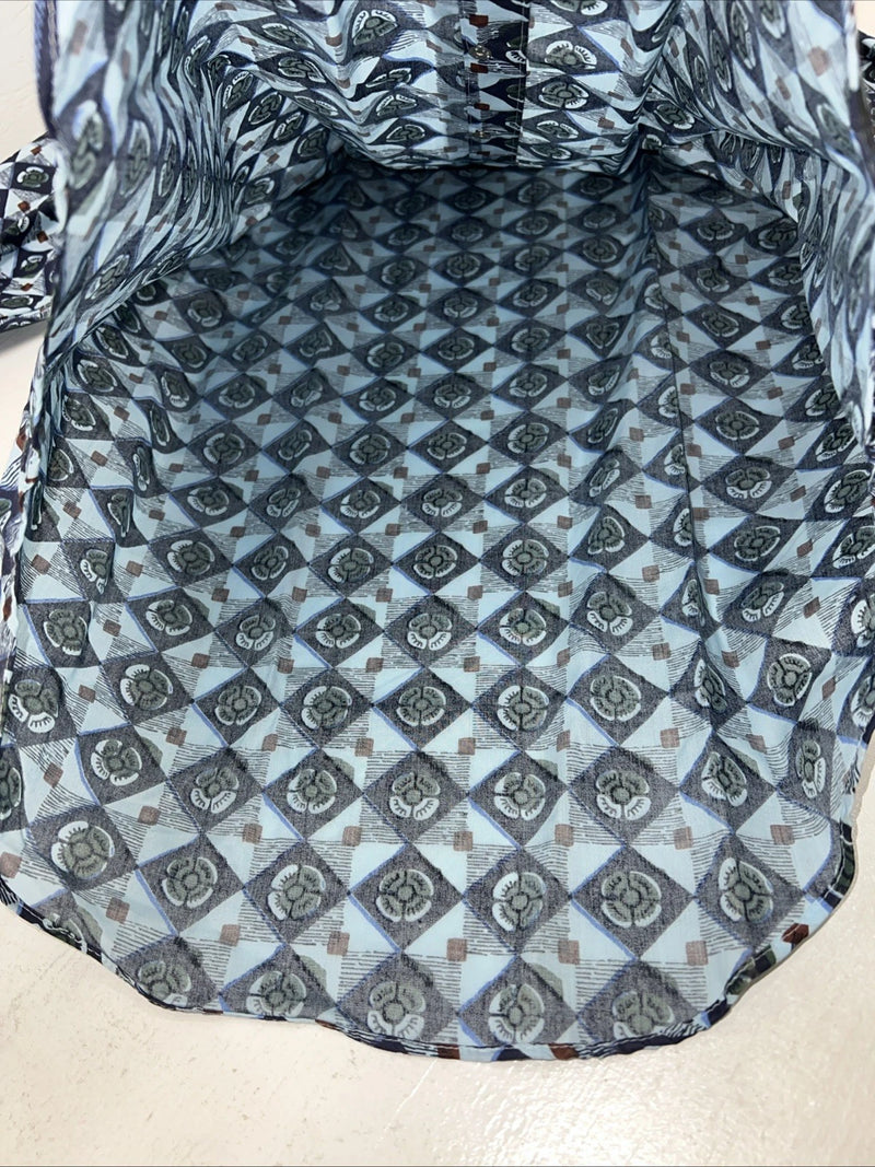 New Mens Blue Flower Denver Westerns Pearl Snap Long Sleeve Shirt. 15.5x33 G-75