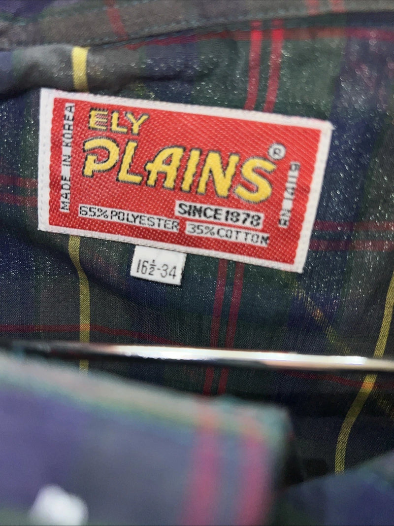 New Men’s Green Plaid ELY Plains Long Sleeve Pearl Snap Shirt. 16.5x34 L S-3