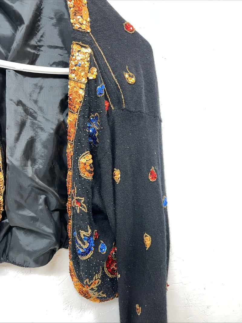 New Women’s Black I Did It Short Jacket With Beads Small UU-68