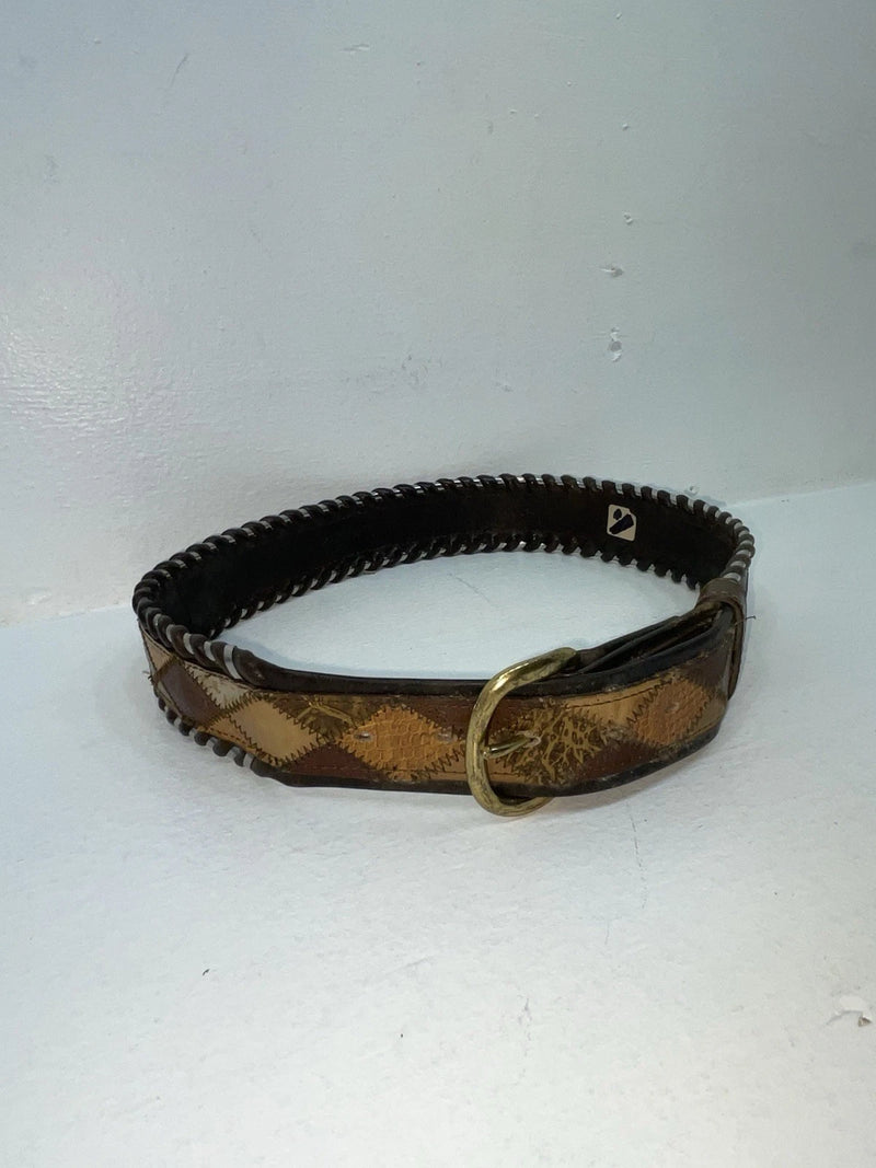 New Brown Genuine Leather Weaved And Stitched 32” Belt #8350 Z-41
