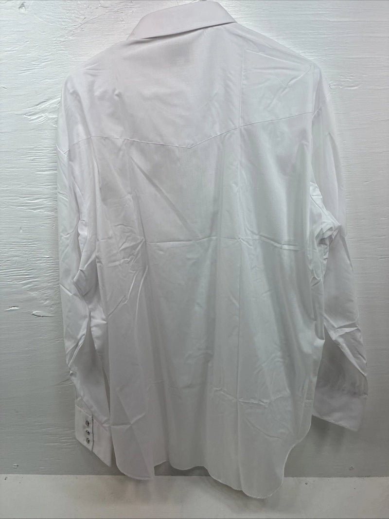 New Men’s ELY Cattleman White Long Sleeve Pearl Snap 18.5 X 36 2XL X-75