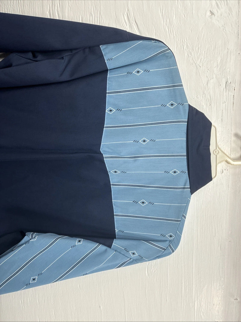New Men’s Cowboy Threads Blue Half Design Long Sleeve Button Up XL M-75