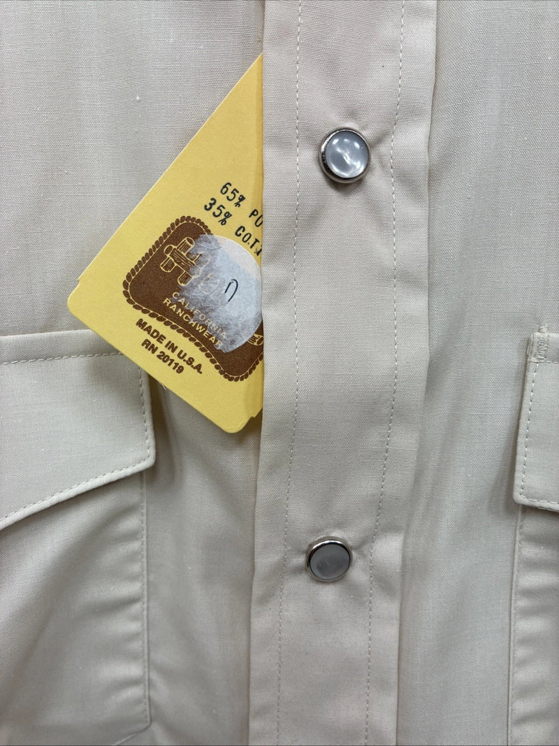 New Men’s H Bar C Tan Short Sleeve Pearl Snap Large J-80
