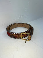 New Red Genuine Leather Longhorn Tooled 34” Belt #82828 JJ-34